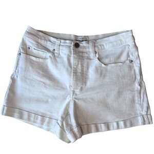 White Denim Cuffed Shorts High Rise Summer Basic For The Republic 4
